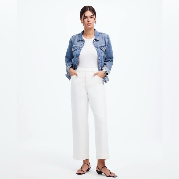 MADEWELL The Perfect Vintage Crop Wide Leg White Denim Jean Size 28 - Picture 1 of 10